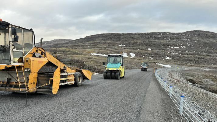 Frá vegagerð á Dynjandisheiði síðastliðið haust.