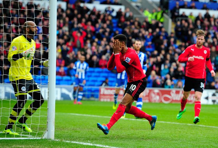 Fraizer Campbell svekktur í leiknum í dag.
