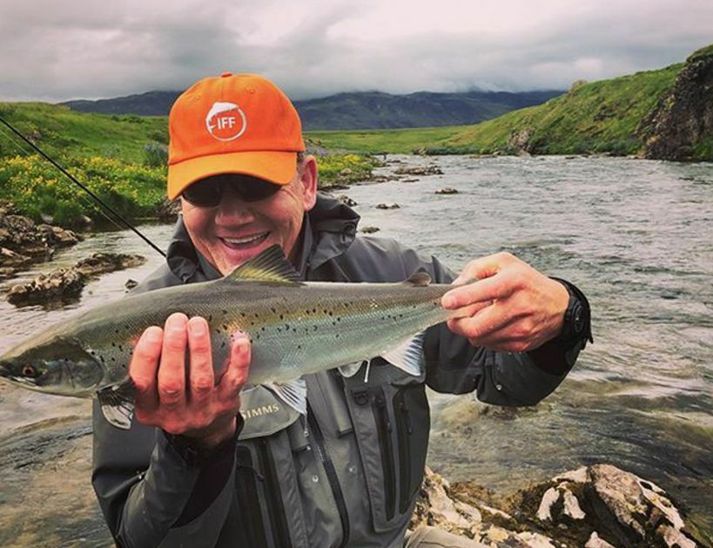 Ramsay veiddi þennan lax í soginu sumarið 2022 og birti mynd af aflanum á Instagram.