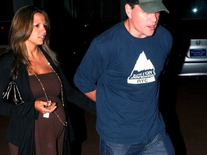 Matt Damon og barnshafandi eiginkona hans Luciana.