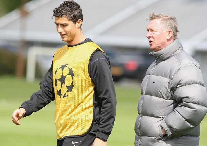 Ronaldo og Ferguson skömmu áður en sá fyrrnefndi fluttist búferlum til Spánar.