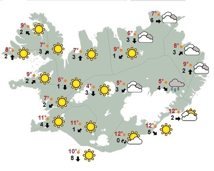 Gamla gula er víða sjáanleg þennan morguninn.