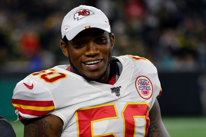 Darron Lee þegar hann var leikmaður Kansas City Chiefs í NFL-deildinni en hann vann titilinn með félaginu.