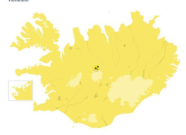 Viðvörunin er í gildi fyrir landið allt. 