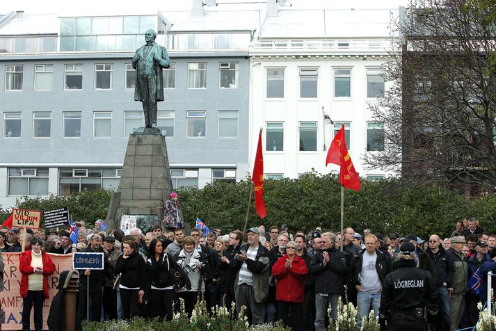 Frá mótmælum á Austurvelli 2010.