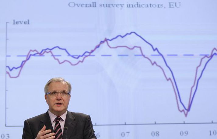 Framkvæmdastjóri efnahags- og gjaldeyrismála hjá ESB segir aðildarríki sambandsins vera að rétta úr kútnum. Fréttablaðið/AP