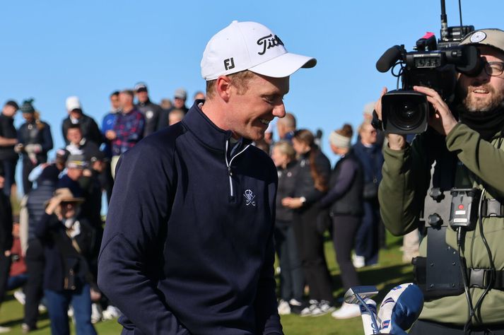 Dagbjartur Sigurbrandsson fagnar hér sigri á Íslandsmótinu í fyrra.