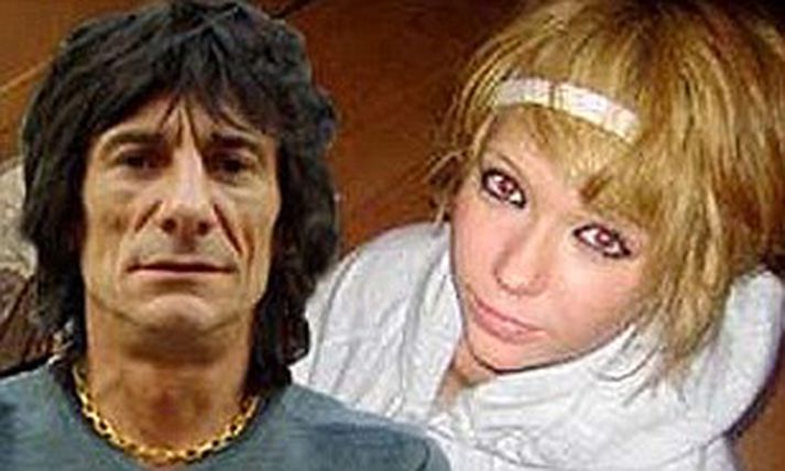 Ronnie Wood, 61 árs og 18 ára Ekaterina Ivanova. SAMSETT MYND.
