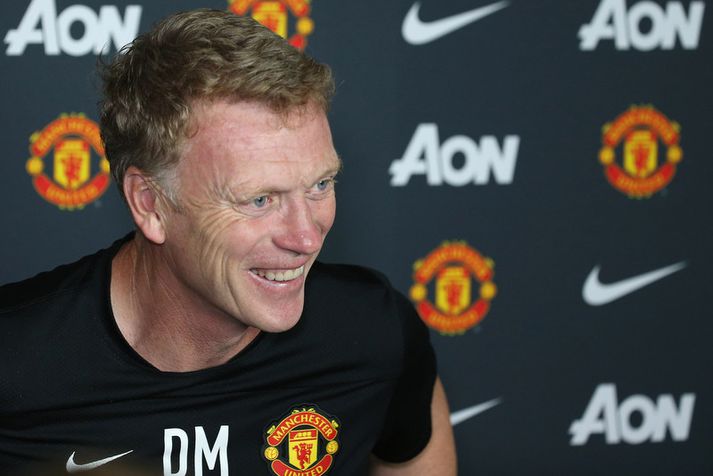 David Moyes á blaðamannafundi þegar hann var enn knattspyrnustjóri Manchester United.