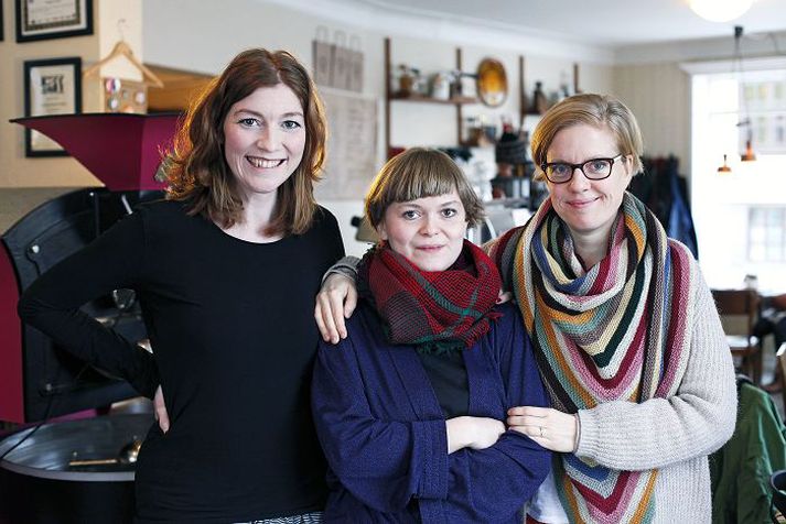 Vilborg, Eva Rún og Eva Björk hlakka mikið til að kynna íslenska sviðslist vestanhafs. fréttablaðið/stefán