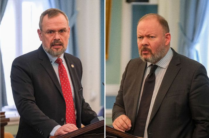 Daði Már Kristófersson fjármálaráðherra og Bergþór Ólason þingflokksformaður Miðflokksins ræddu fjármálaáætlunina í kvöldfréttum. 