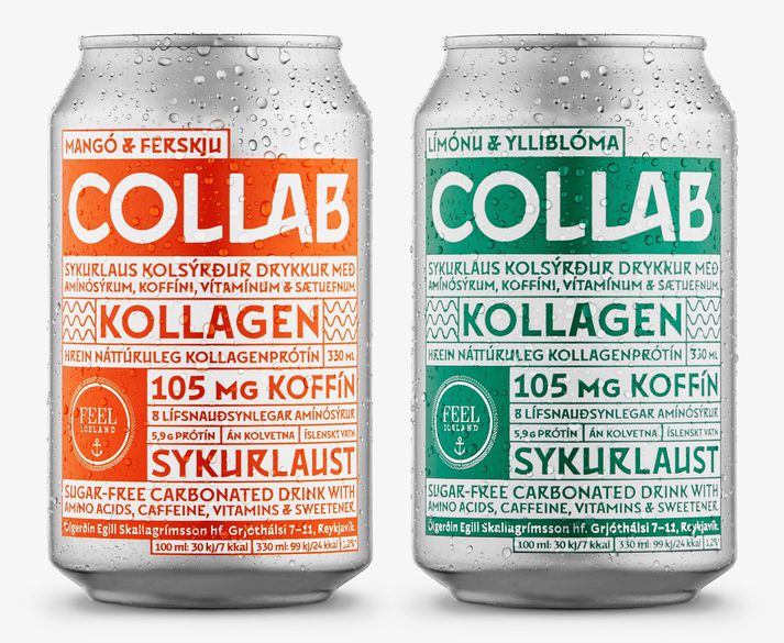 Bæði er hægt að fá COLLAB með mangó- og ferskjubragði og límónu- og ylliblómabragði.