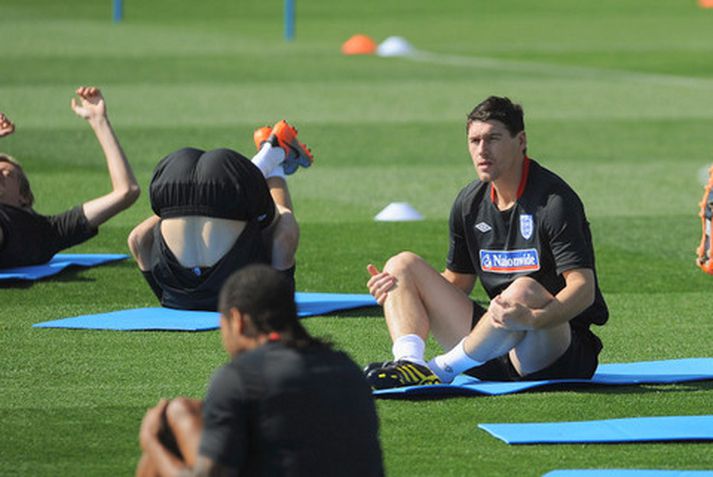 Gareth Barry á æfingu enska landsliðsins.