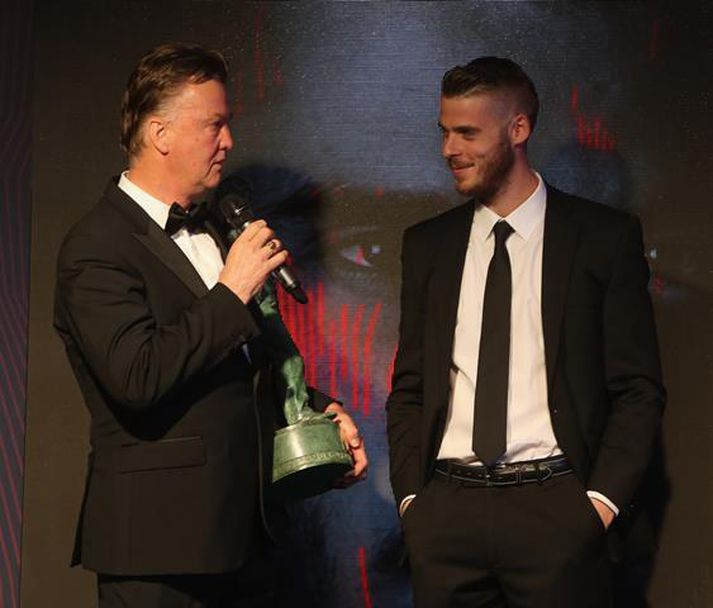 Van Gaal og De Gea á lokahófi Manchester United í gær.