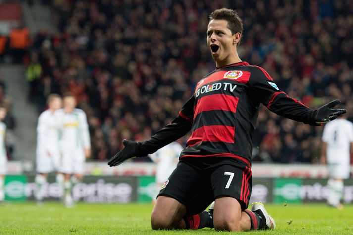 Javier Hernández raðar inn mörkum í Þýskalandi.