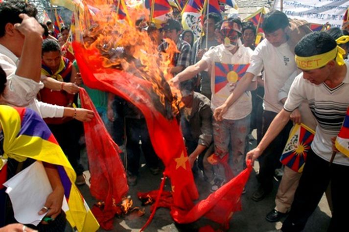 Mótmæli í Nepal vegna Tíbets.