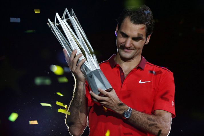 Federer fagnar.