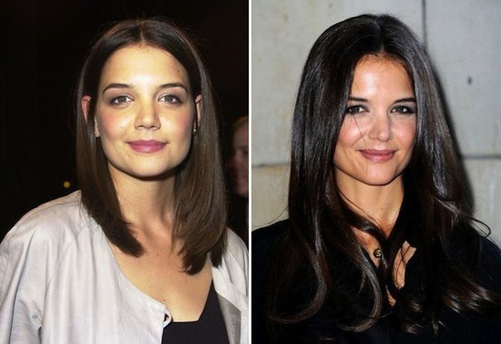 Katie Holmes árið 2000 og í dag.