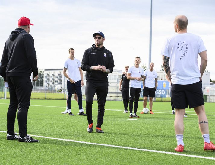 Kórdrengirnir á æfingu í gærkvöldi í Safamýri þar sem félagið spilar einnig sína heimaleiki.