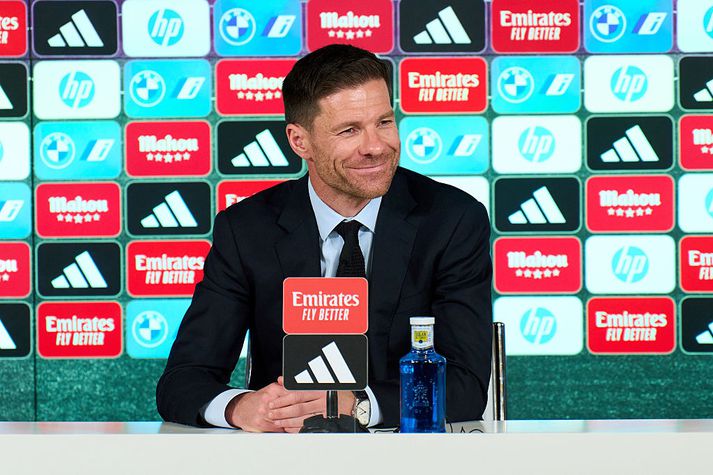 Alonso á blaðamannafundi Real Madrid í dag. 