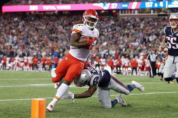 Kareem Hunt var algjörlega magnaður í sínum fyrsta leik í NFL-deildinni.