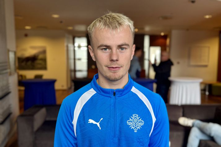 Kristall Máni nýtur sín sérlega vel með landsliðinu.
