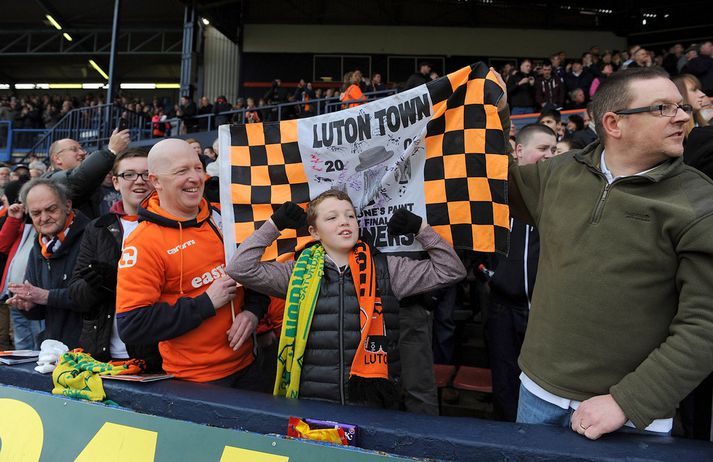Stuðningsmenn Luton á leiknum í dag.