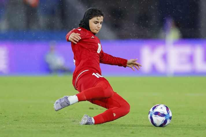 Fatemeh Pasandideh í leik með íranska landsliðinu á Asíumótinu í mars.