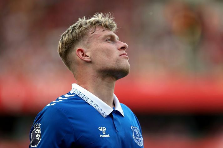 Jarrad Branthwaite mun væntanlega yfirgefa Everton í sumar.