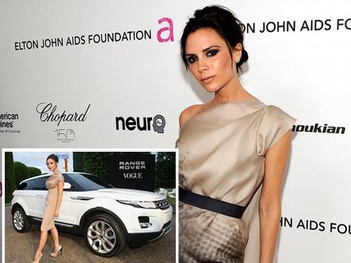 Victoria Beckham sem hefur verið aðdándi Range Rover kann sko að pósa (eins og sést í myndskeiðinu).