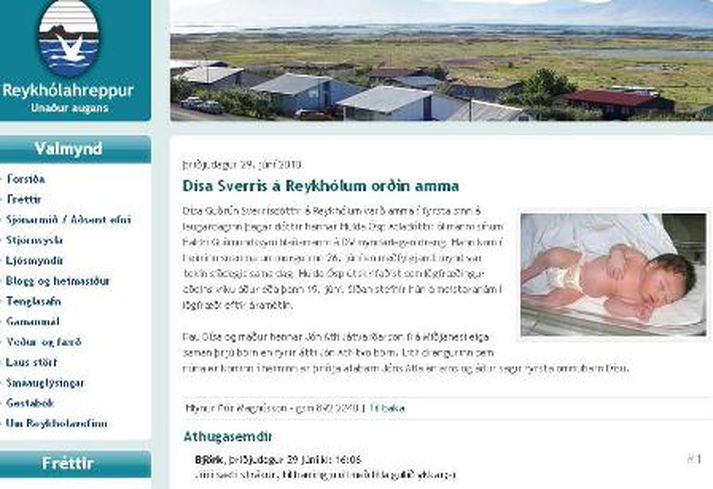 Vefur Reykhólahrepps þar sem fréttina um nýjasta íbúa hreppsins er að finna.