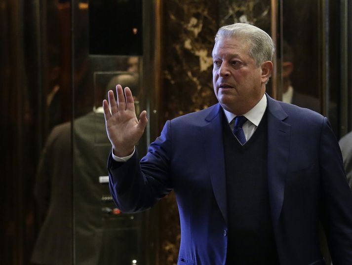 Al Gore í Trump Tower fyrr í dag.