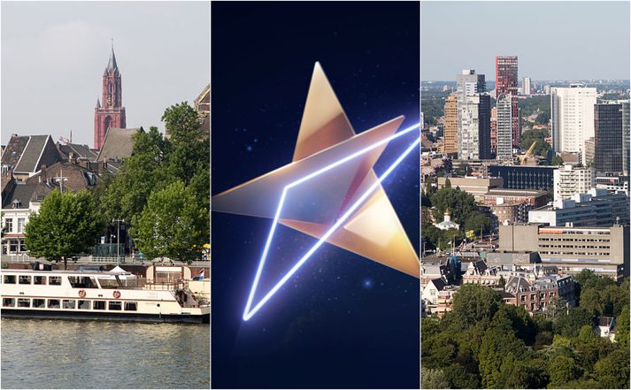 Maastricht (t.v.) og Rotterdam (t.h.) berjast um að fá að halda Eurovision keppnina að ári.