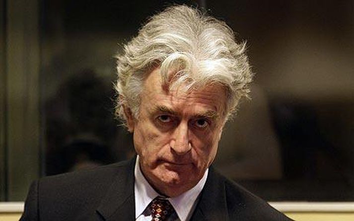 Radovan Karadzic við réttarhöldin.