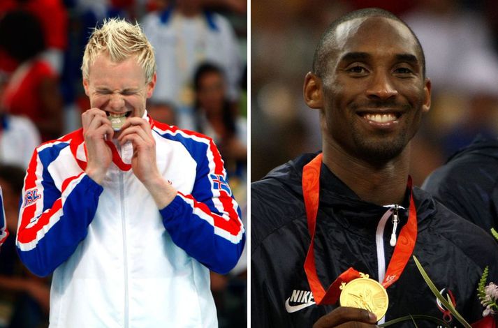 Logi Geirsson og Kobe Bryant fengu báðir medalíu á Ólympíuleikunum í Peking 2008.