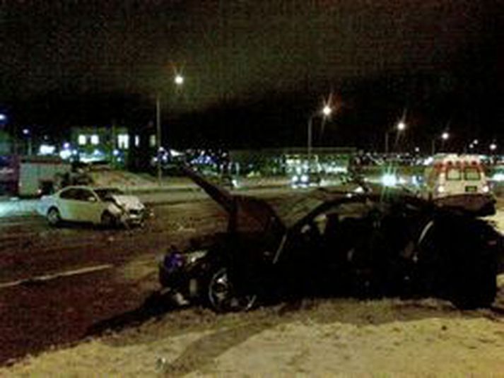 Frá slysstað. MYND/Egill