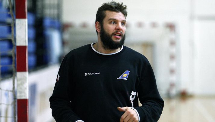 Róbert Gunnarsson á æfingu íslenska landsliðsins nú á dögunum.