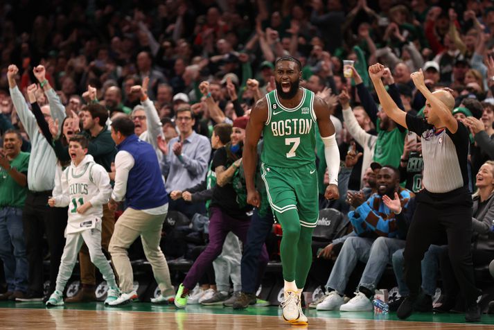 Jaylen Brown fór fyrir Boston-liðinu í nótt í fjarveru Jason Tatum.