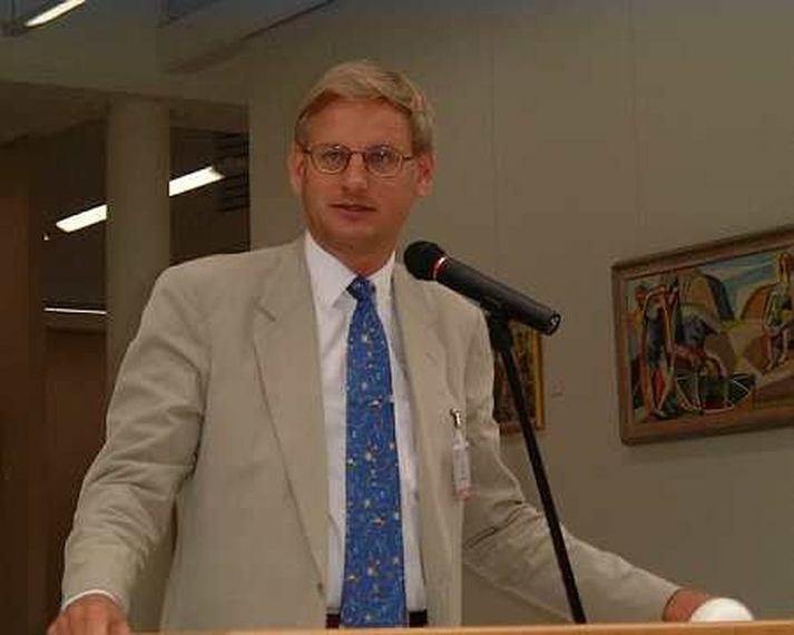 Carl Bildt er utanríkisráðherra Svíþjóðar og sagður ákafur stuðningsmaður þess að Íslendingar sæki um.