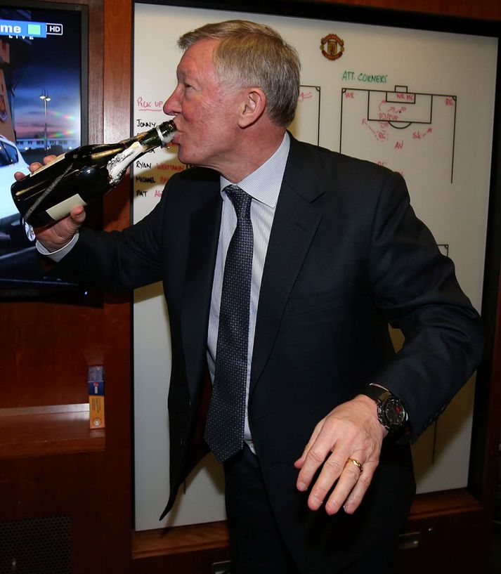 Ferguson skálaði í kampavíni í kvöld.