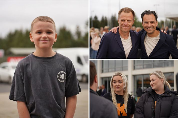 Erik Leó Grétarsson ætlar að hlaupa í jakkafötum í Reykjavíkurmaraþoninu á morgun líkt og þeir Pétur Ívarsson og Jóhann Ottó Wathne sem eru í hlaupahópnum HHHC.  Þær Íunn Eir Gunnarsdóttir og Eyrún Ösp Ottósdóttir eru félagar í Krafti og tóku á móti hlaupahópnum við Laugardalshöll í dag.