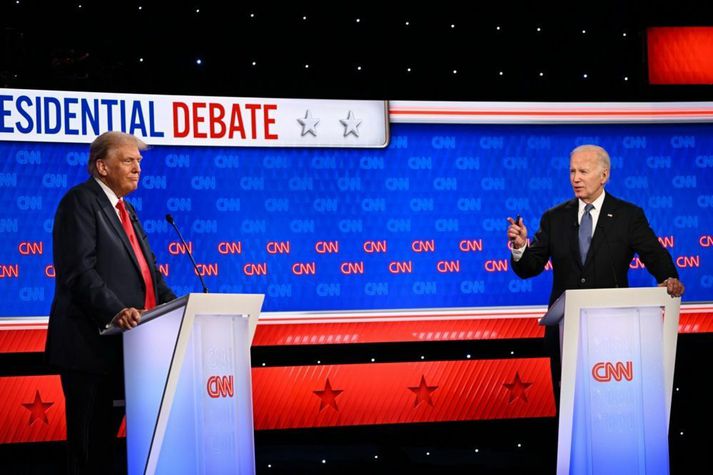 Trump og Biden mættust í stúdíói CNN. Engir áhorfendur voru í salnum.