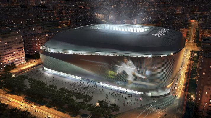 Svona mun nýja útgáfan af Estadio Santiago Bernabeu líta út þegar framkvæmdum er lokið.