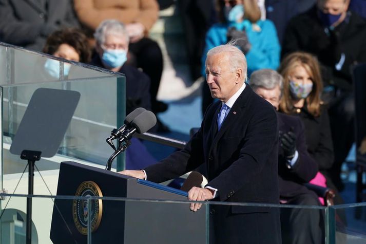 Joe Biden flutti sína fyrstu ræðu eftir að taka við embætti sem 46. forseti Bandaríkjanna. 