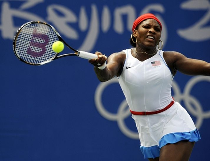Serena Williams á fullu í nótt.