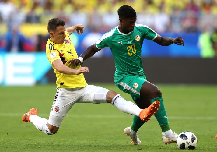 Keita Baldé í leik með Senegal á HM 2018. Hann spilar ekki á HM í Katar sem hefst í nóvember.