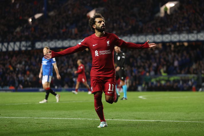 Salah fagnar þriðja marki sínu í gegn Rangers.