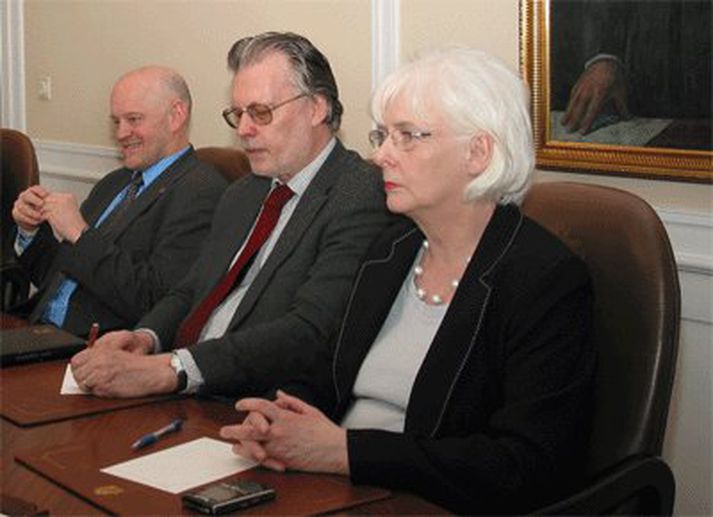 Ögmundur Jónasson, formaður BSRB, og Jóhanna Sigurðardóttir félagsmálaráðherra á fundinum í hádeginu.