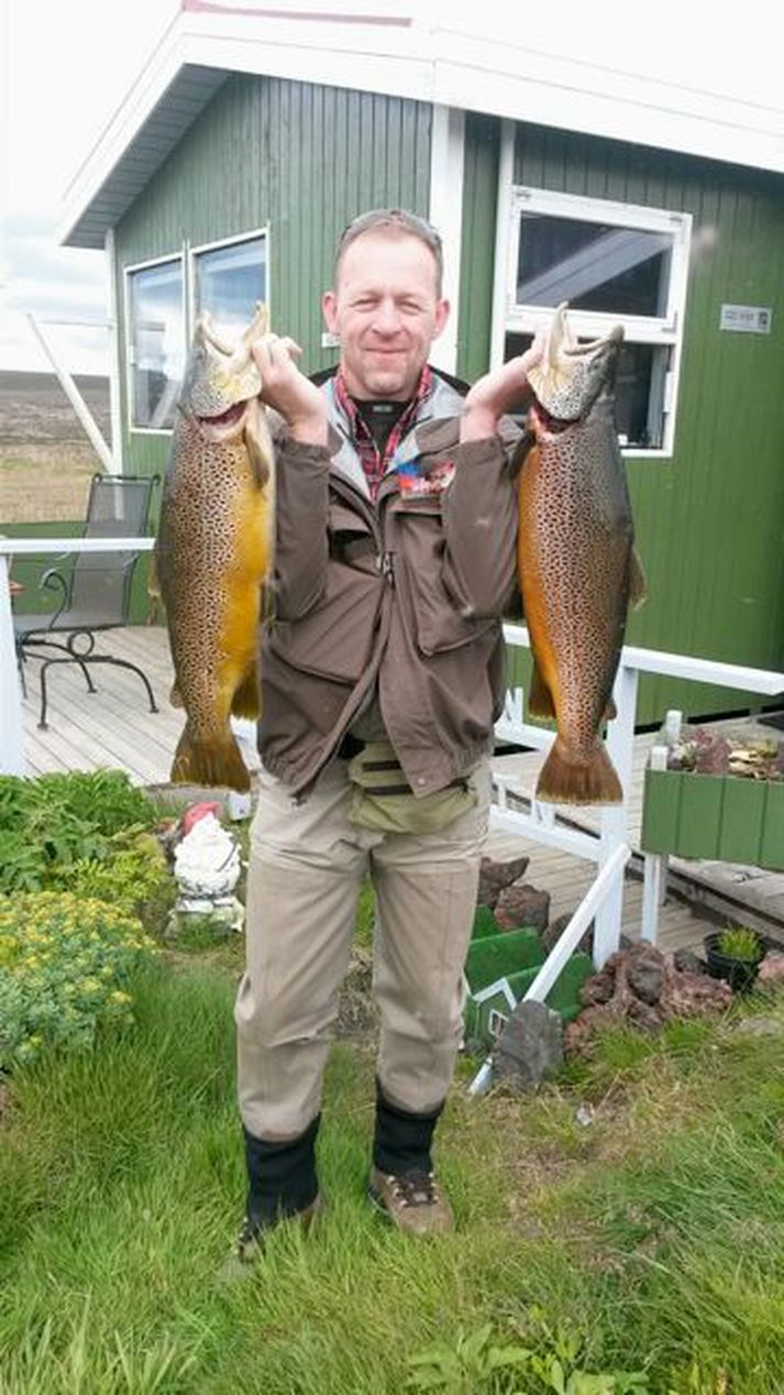 Björn með flotta urriða úr Skalavatni í fyrra