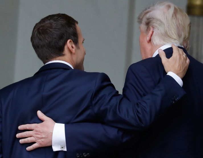 Vel virtist fara á með Macron og Trump þegar sá síðarnefndi heimsótti Frakkland fyrir helgi.